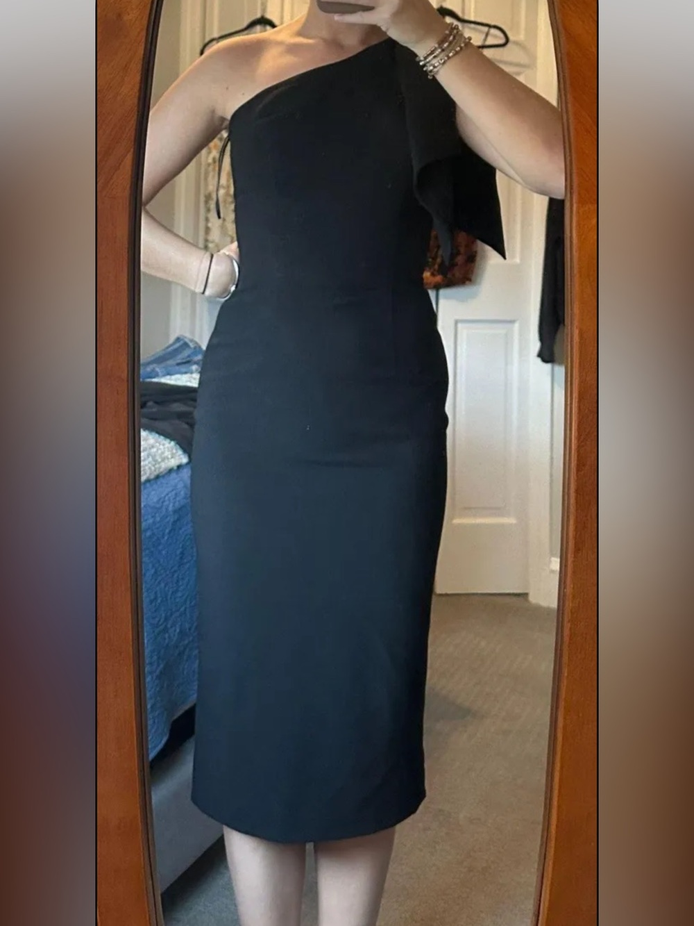 Dress the Population Black One-Shoulder Fitted Gown
